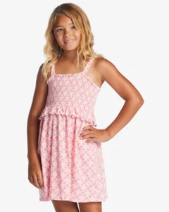 Billabong Kids' Girls' Youth Summer Play Daisy Ruffle Babydoll Fit Pink Dress - Picture 1 of 6