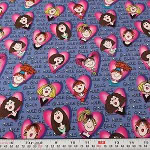 Vintage 1999 Timeless Treasures Hip Hop Girls Rule Cotton Fabric Remnant 27x42 - Picture 1 of 2