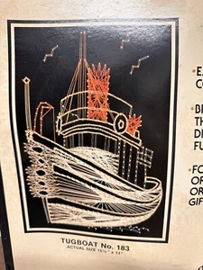 TUGBOAT No 183 String Art Kit Nautical BOAT opened box Vintage 70’s - Picture 1 of 5