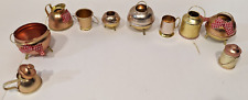 Set of 10 miniature Dolls House ‘Brass’ Pots And Jars Jugs - Q3