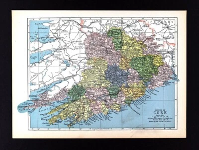 1900 Ireland Map Cork County Mallow Macroom Midleton Skibbereen Blarney Fermoy - Image 1 of 4