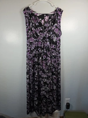 Vestido para mujer sin mangas talla XL, negro/púrpura floral, Simply Vera Foto 1 de 4