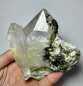 527 Gramm Ultra Rare Top Green Epidot On/In Quarz Riesiger Kristalle Cluster @PAK - Bild 1 von 14