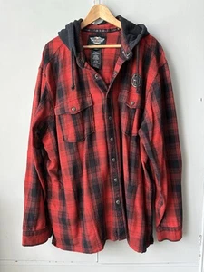 Harley-Davidson karierte Hemdjacke mit Kapuze und Druckknopf Motorrad. Gr. 3XL - Bild 1 von 18