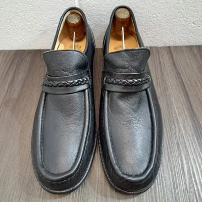 Mocasines vintage de cuero negro. Zapatos sin cordones de cuero negro para mujer talla 10 Foto 1 de 4