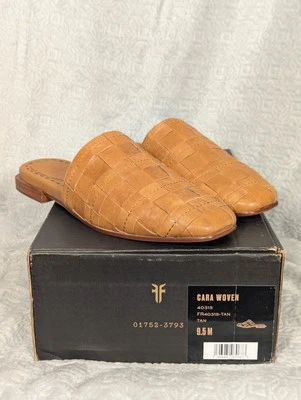 Frye Cara Tejido Mujer Mula Slide Planos Cuero Tostado Talla 9.5 M Foto 1 de 4