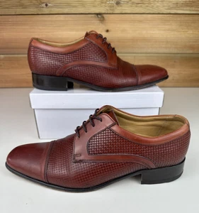 Mens Barker Flex Brown Leather Deene Calf Weave Shoes 10G UK Formal Wear - Picture 1 of 17
