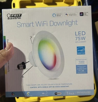 Feit Electric Smart Wifi Downlight LED 75W Replacement Works With Google & Apple - Image 1 of 2