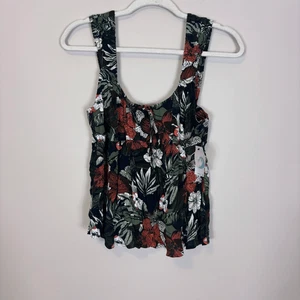 New Volcom Black with Orange Floral Coco Ho Cami Tank Top Medium - Picture 1 of 7