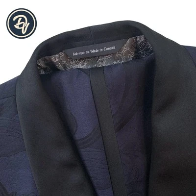 Esmoquin de lana con solapa satinada chal estampado jacquard azul marino Coppley 1883 para hombre 52 L Foto 1 de 4