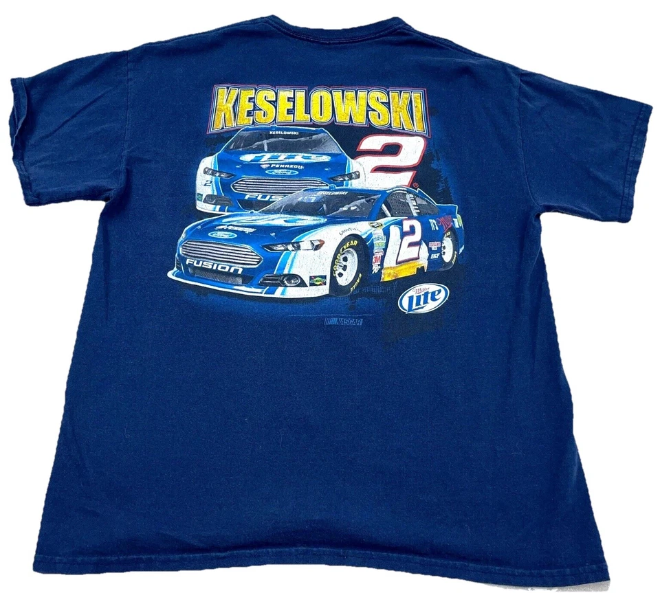 Vintage Nascar Shirt Men Large Tee Brad Keselowski Racing Millar Lite Ford Y2K - Image 1 of 4
