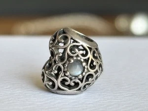 Pandora Signature Heart Charm June Moonstone S925 ALE - Picture 1 of 7