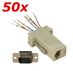 50 PACK - DB9 9-Pin Serial RS232 Male to RJ45 Female Modular Adapter Converter - Picture 1 of 2
