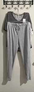 Danskin Soft Touch Jogger Lounge Pant & Crew Neck Set Womens Size L Grey NEW - Picture 1 of 12