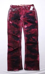 Pantalones de mezclilla rectos Rock Revival Justyn Alternative para hombre LB3 rojo/negro talla 30 - Imagen 1 de 6