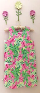EUC Lilly Pulitzer Girls' Size 14 Dress w Green Pink Butterfly Print FULLY LINED - Picture 1 of 11