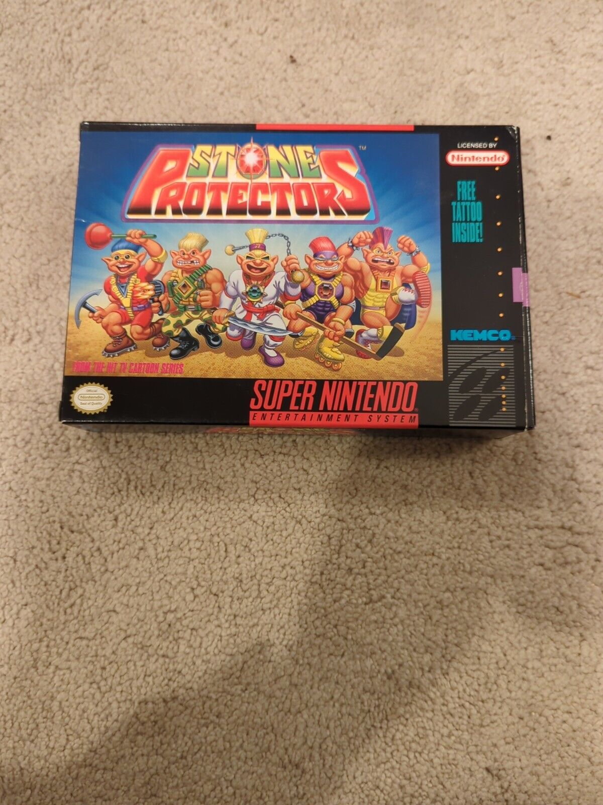 Stone Protectors SNES Super Nintendo Box And Cart Authentic Tested Great Cond