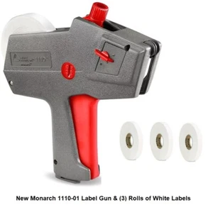 NUEVO Monarch 1110 PISTOLA DE PRECIO 1110-01 PLUS (3) Rollos Etiquetas Blancas - Imagen 1 de 3
