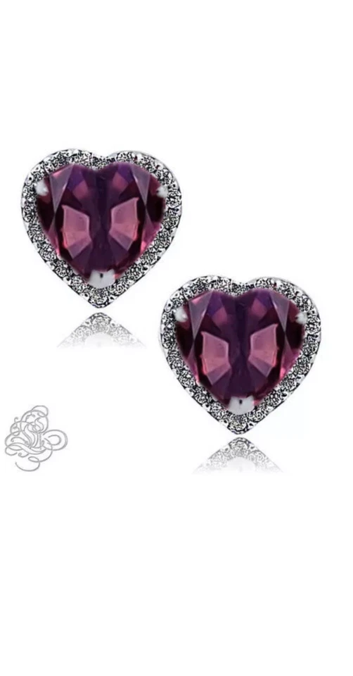 PENDIENTES DE ALEJANDRITA CORAZÓN HALO 1,89 QUILATES CHAPADOS EN ORO BLANCO 14K SOBRE PLATA Foto 1 de 1