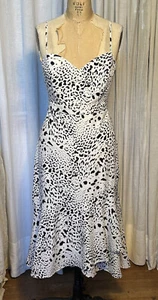 GILLI Womens Blk /White animal print fit/Flare sundress Sz L Pre-owned  - Picture 1 of 9