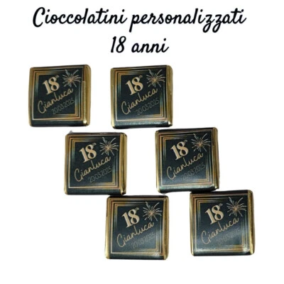 100 Cioccolatini personalizzati 18 anni, segnaposto, chiudifesta, gadget, eventi - Immagine 1 di 4