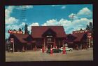 POSTCARD : MONTANA - WEST YELLOWSTONE MT EAGLES CURIOS SERVICE STATION 1962 VIEW