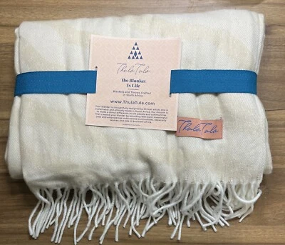 Manta Thula Tula Marfil Bronceado Cebra Africana Flecos Hecha en Sudáfrica Nueva Foto 1 de 4