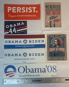 Political Stickers (8) Obama, Elizabeth Warren, Biden / Harris - Picture 1 of 21