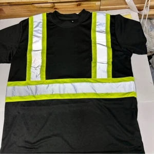Black and Silver Short Sleeve Safety Tee XL - Picture 1 of 5