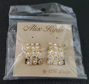 Alex Ryan by CK Design ZK with gold color clip on Earrings NEW Sealed - Picture 1 of 2