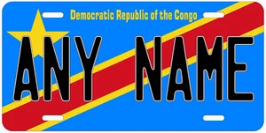 Placa de matrícula de coche novedad con bandera de la República Democrática del Congo cualquier nombre - Imagen 1 de 3