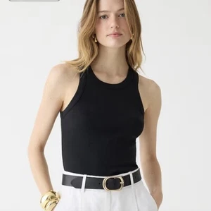 J. Crew Perfect Fit High Neck Tank XS Black Top Shirt Women's BY405 NWT - Picture 1 of 5