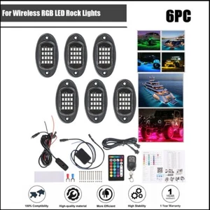 Wireless RGB LED Rock Lights APP Music Chasing Offroad ATV 6 Pods 12V - Picture 1 of 12