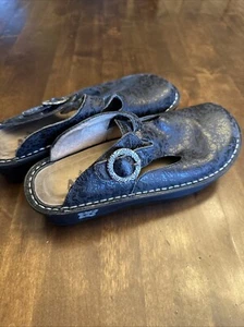 Vintage 90’s Alegria Black Leather Mary Jane Cloggs / Mules 37 Womens Slip On - Picture 1 of 10