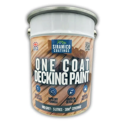 Decking Paint One Coat Anti-Slip | 5 Litres | White Grey Red Green Black - Image 1 of 4