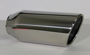 Stainless Steel Exhaust Tip Rolled Angle Cut - 2.5" In - 4" out - 9" Long - Foto 1 di 3