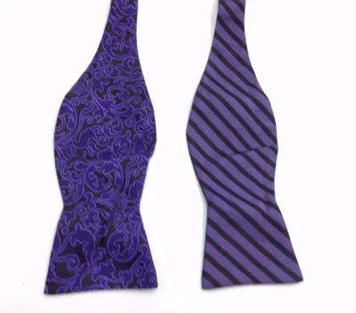 $100 Countess Mara Hombres Púrpura Negro Pajarita Reversible Seda Pajarita Ajustable Foto 1 de 4
