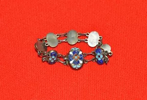 Great Rare Antique Russian Sterling Silver 875 Enamel Jewelry Bracelet 15 gr - Picture 1 of 7