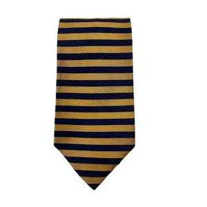 Vintage Brooks Brothers Vollseidenkrawatte Hergestellt in den USA Gold Blau Streifen Herren Michigan - Bild 1 von 4