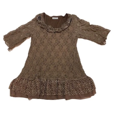 Túnica Lady Noiz de encaje y volantes con estampado animal S/M Foto 1 de 4