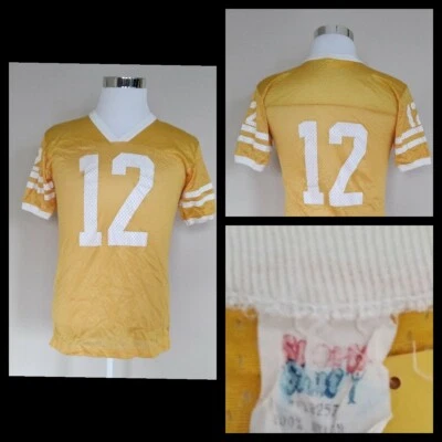 Camiseta deportiva Stuf para hombre grande oro amarillo años 70 cuello en V dividido INV#3572 Foto 1 de 4