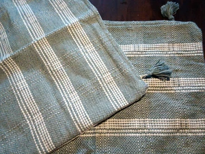 19 x 14 pair ( 2 ) zipper Sage Green & Canvas Cream Pillow Covers - Picture 1 of 6