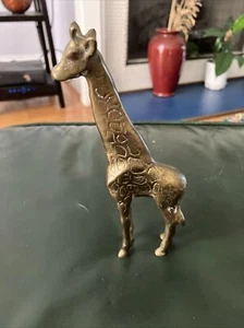 Vintage Metal Giraffe Sculpture Figure bronze Brass Colored (6" H) - Picture 1 of 9