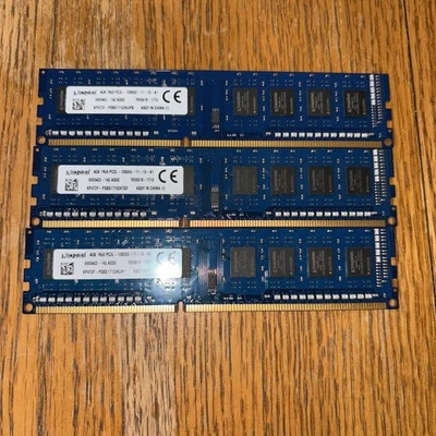 Lot of 3 - Kingston 4GB 1Rx8 PC3L-12800U-11-13-A1 KP4T2F-PSBS17102KUN1 - Image 1 of 2