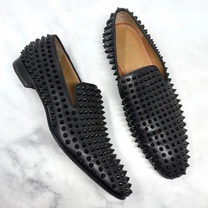 Christian Louboutin Dandelion Spike Studded Smoking Loafer Dress Shoes Black 42 - Picture 1 of 13