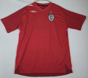 England 2006/08 Away Shirt Umbro Red Football Kit Short Sleeve Soccer Jersey L - Picture 1 of 11