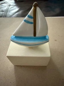 Nora Fleming Mini Retired Blue Sailboat A136 "Sail Me Away" Nautical Beach - Picture 1 of 7