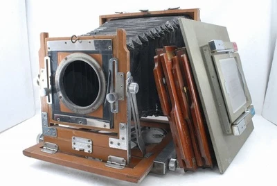 Wood 6 1/2 x 8 1/2 6.5x8.5 Camera Body w/2 Plate Holder 4x5 Back Glass *RS1111 - Image 1 of 4