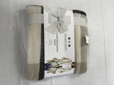 Flecos envolventes de mezcla de cachemir de tres puntos talla única beige gris nuevo con etiquetas a cuadros Miranda Foto 1 de 2