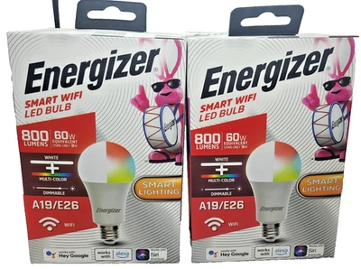 Energizer Smart Wifi  White/Multi-Color LED Light Bulb 60w 800 Lumens - 2 PACK - Image 1 of 3